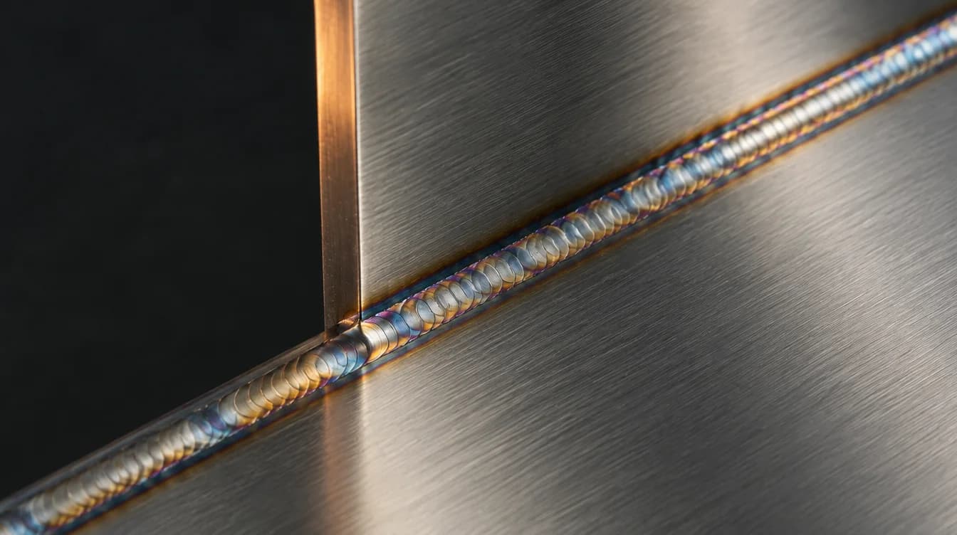 TIG weld detail on brushed stainless steel
